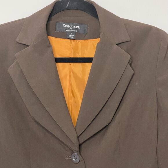 SIGNAUTRE Larry Levine Blazer Jacket Long Sleeve Academia Office Siren Brown 4 - Picture 3 of 11